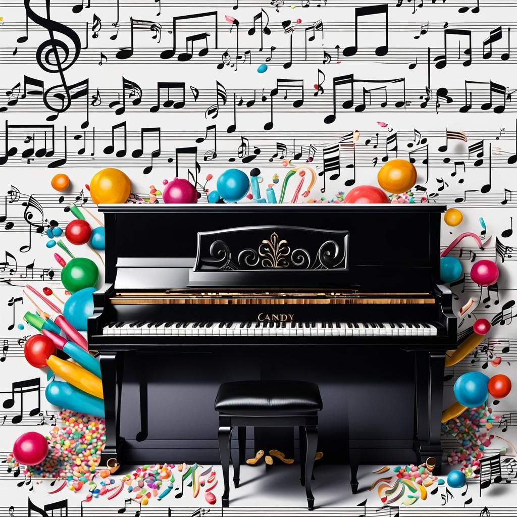 Candy Art Piano with Musician in Jazz Ambience