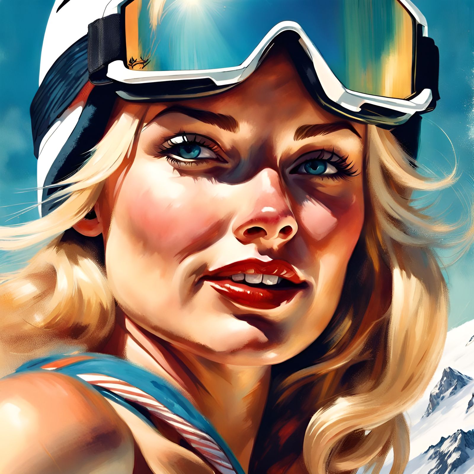 Blonde Skier in Bikini: A Pin-Up Portrait