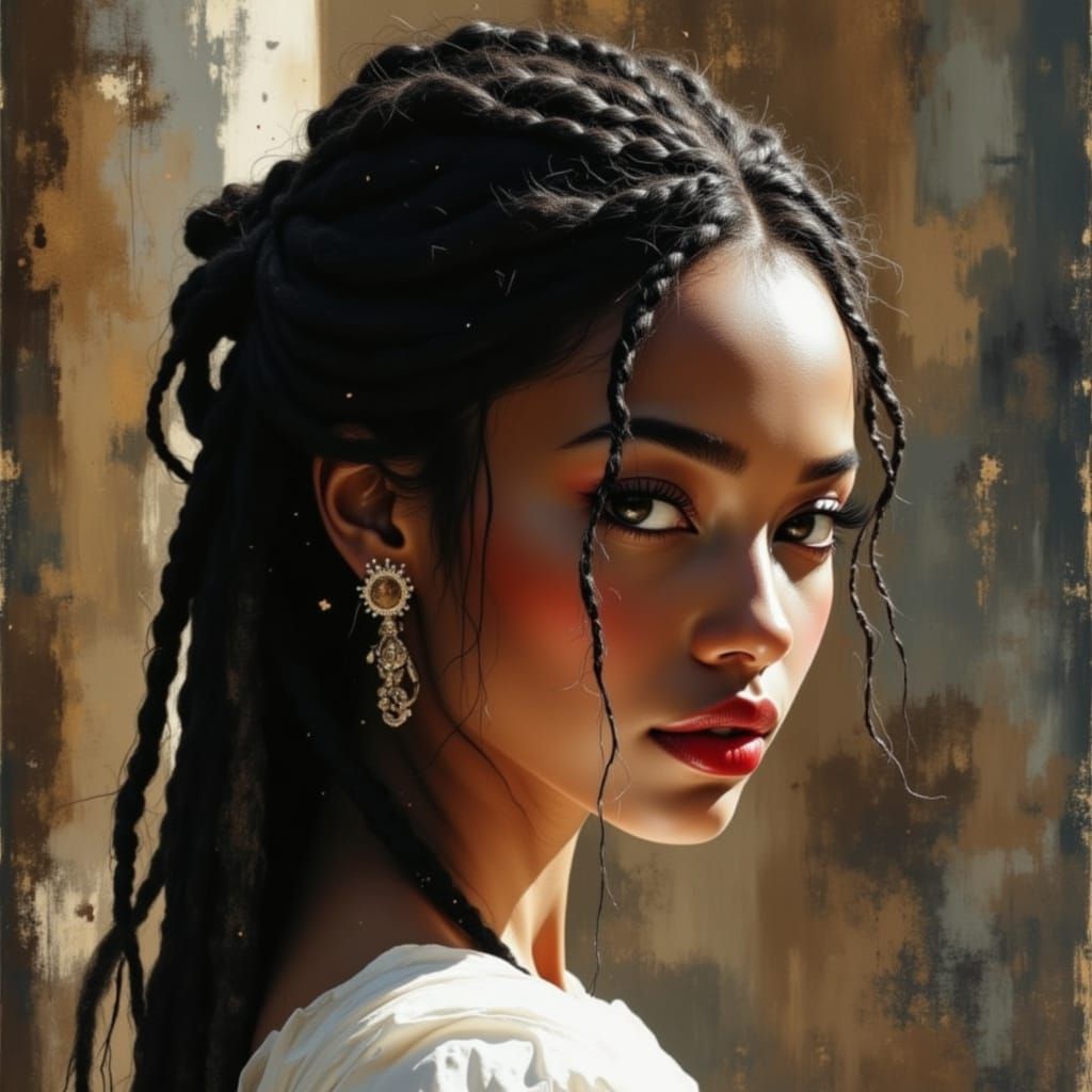 Elegant African Goddess Portrait in Divine Oil Style