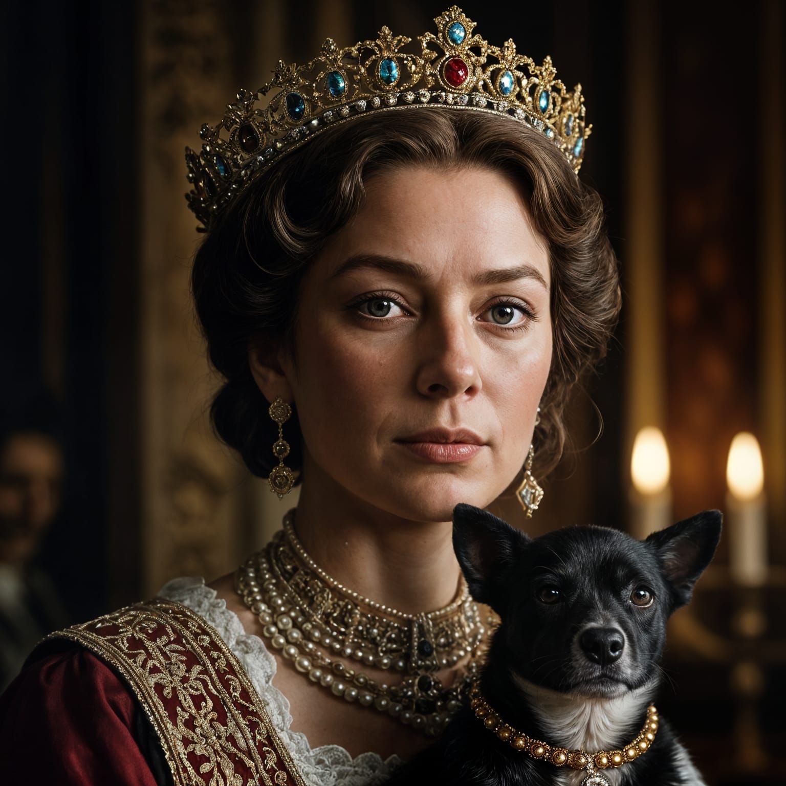 Regal Canine Queen in Golden Hues