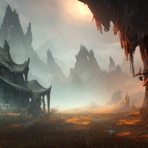 Fantastical Bone Hut in Detailed Matte Painting