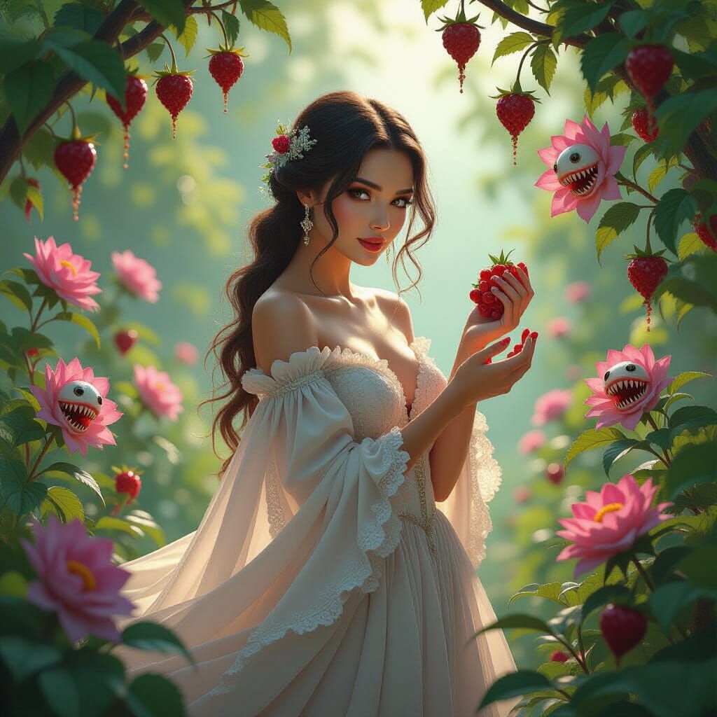 Ghostly Fashionista in Eerie Summer Garden