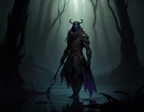 Bullywug in Misty Swamp: Dark Fantasy Concept Art