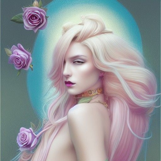 Androgynous God Portrait in Pastel Colors