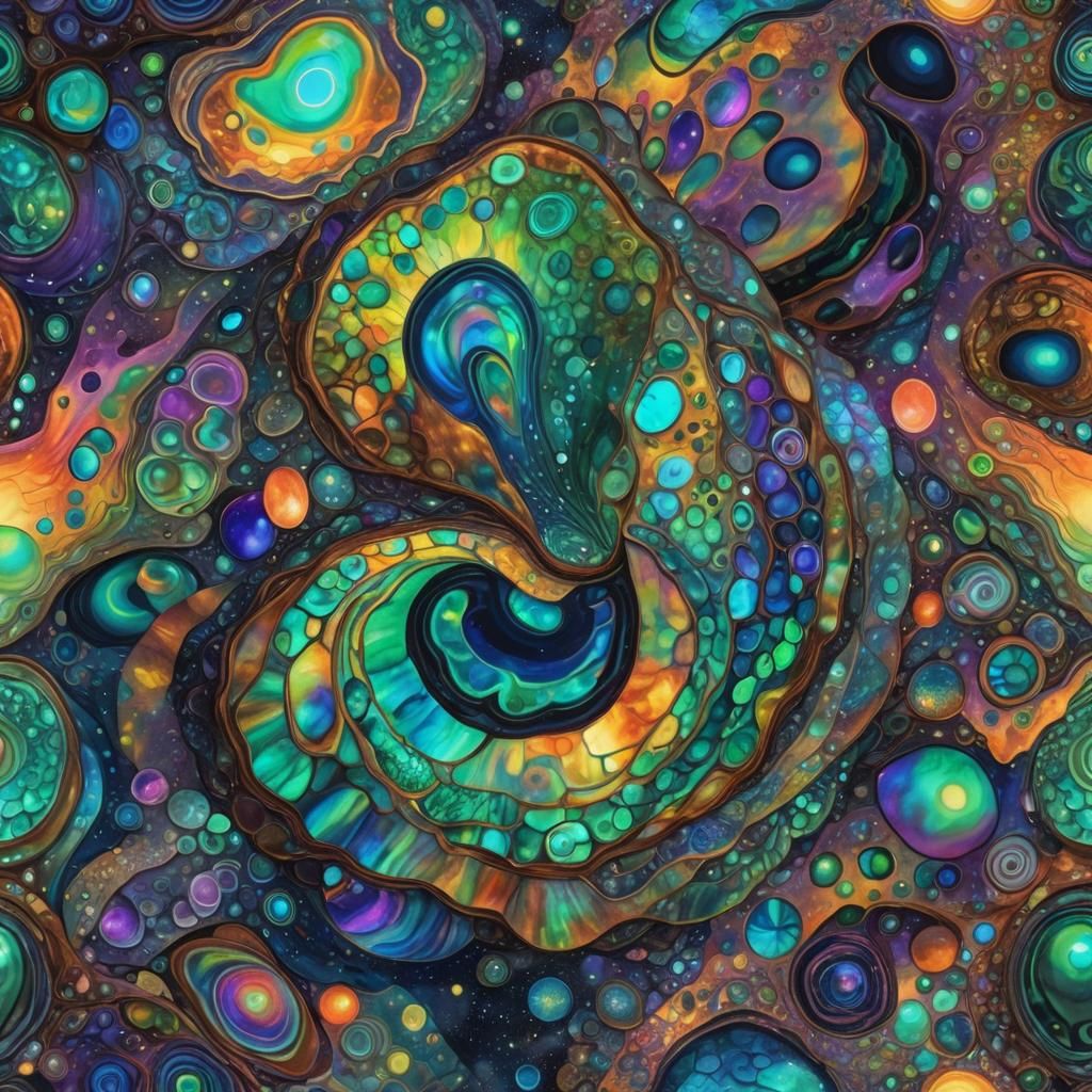 Vibrant Aurora Abalone Dream Storm: Holographic Illustration