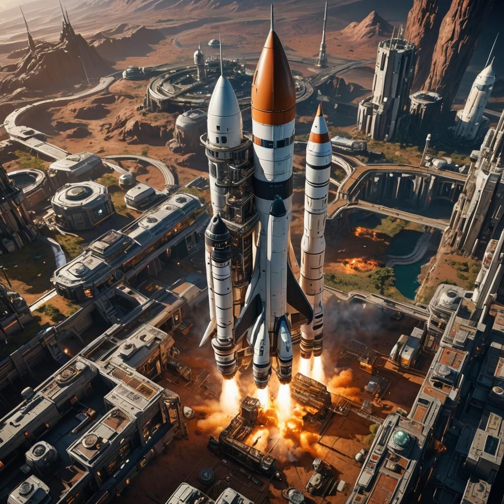Rocket Tuning in Space Colony: Photorealistic Detail