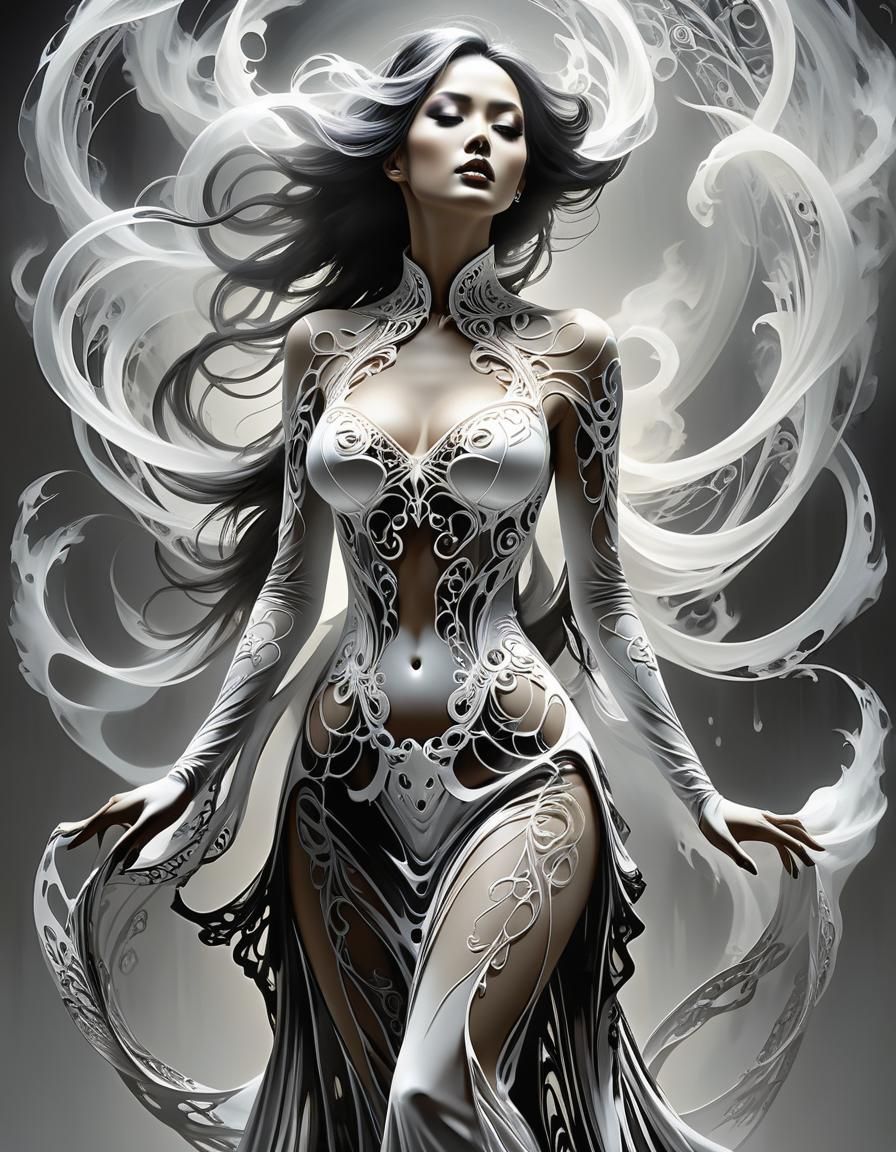 Ethereal Banshee Apparition in Gothic Cyberpunk Style