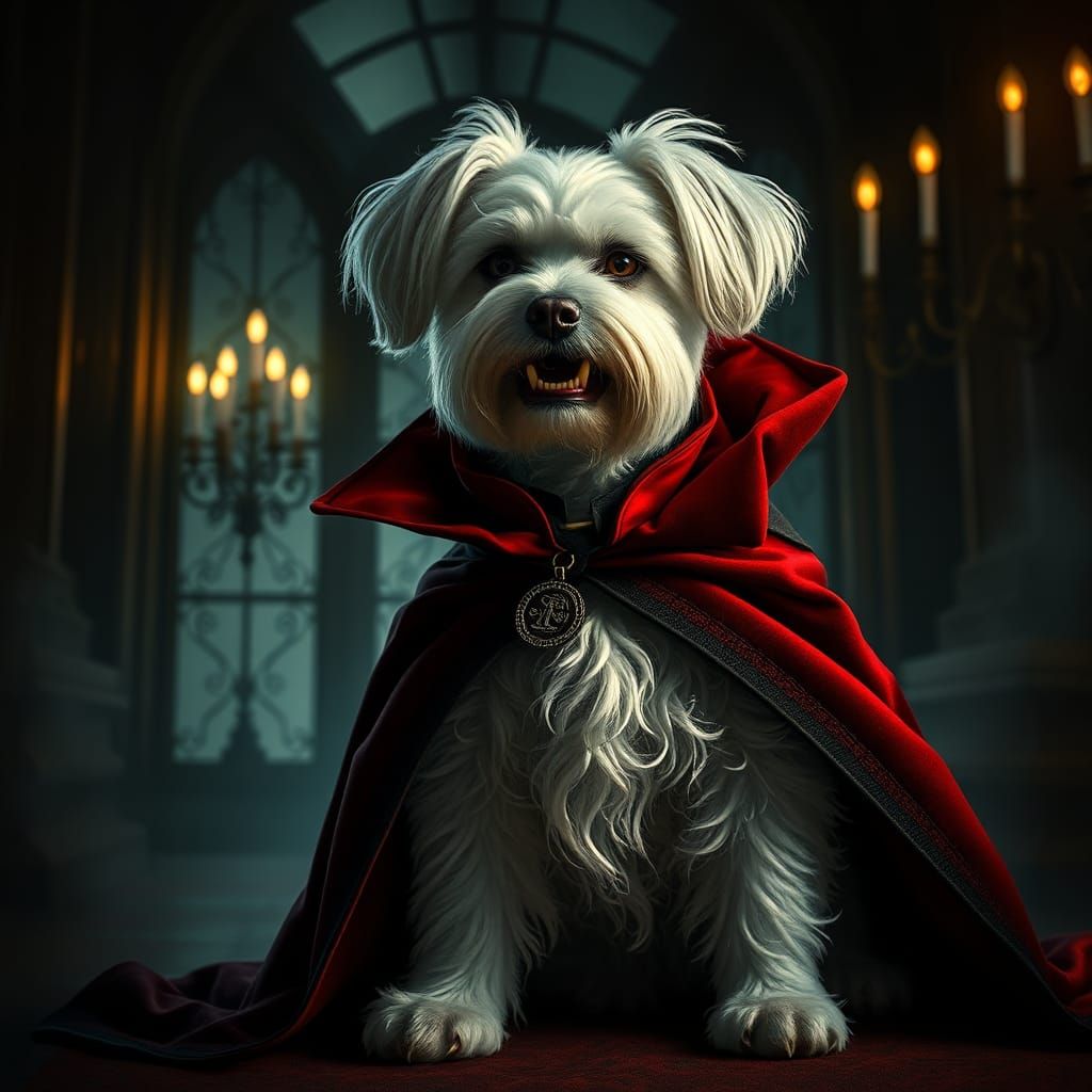 Evil Dracula Maltese Portrait in Professional Photography St...