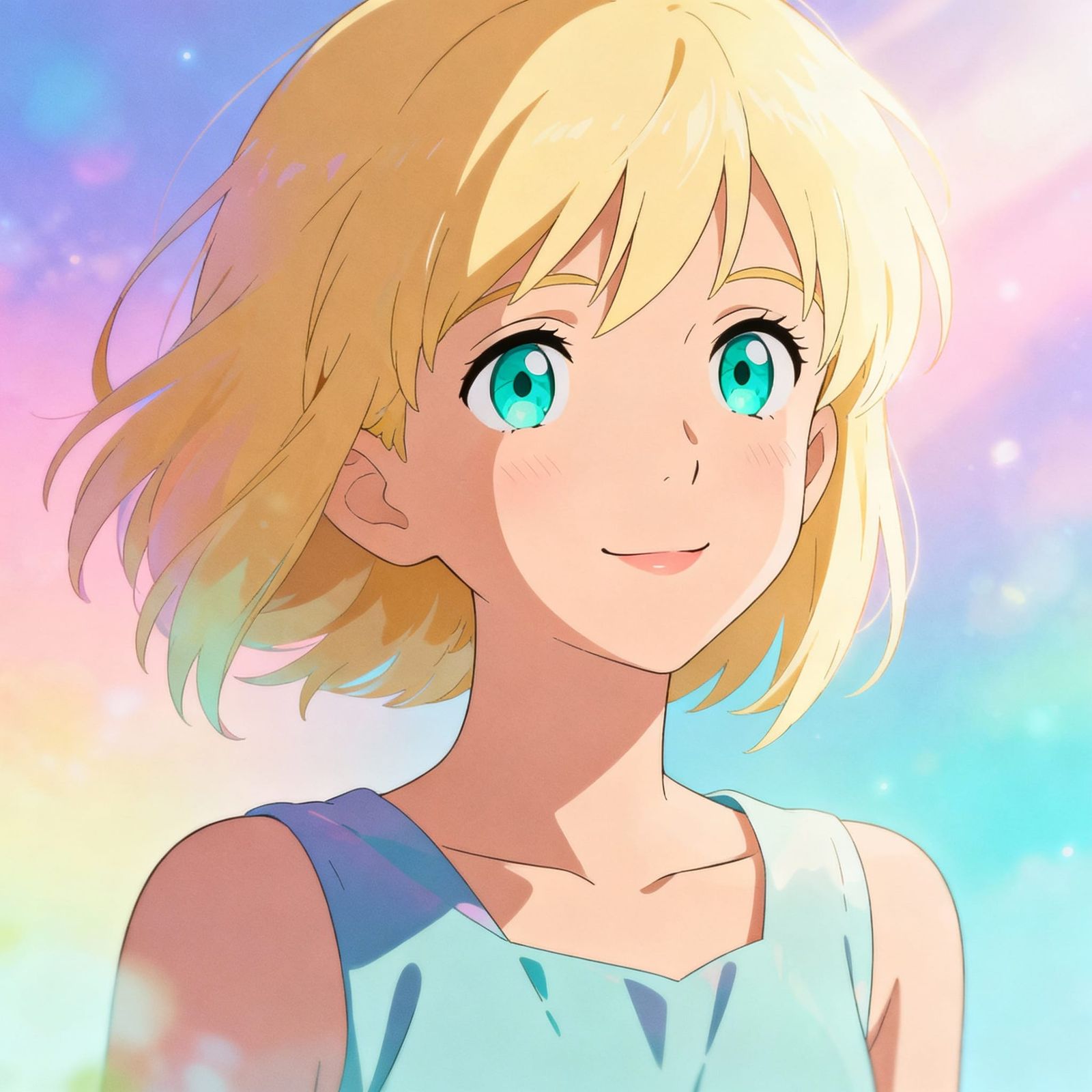 Anime Girl Olivia Gâteau with Blonde Hair and Turquoise Eyes