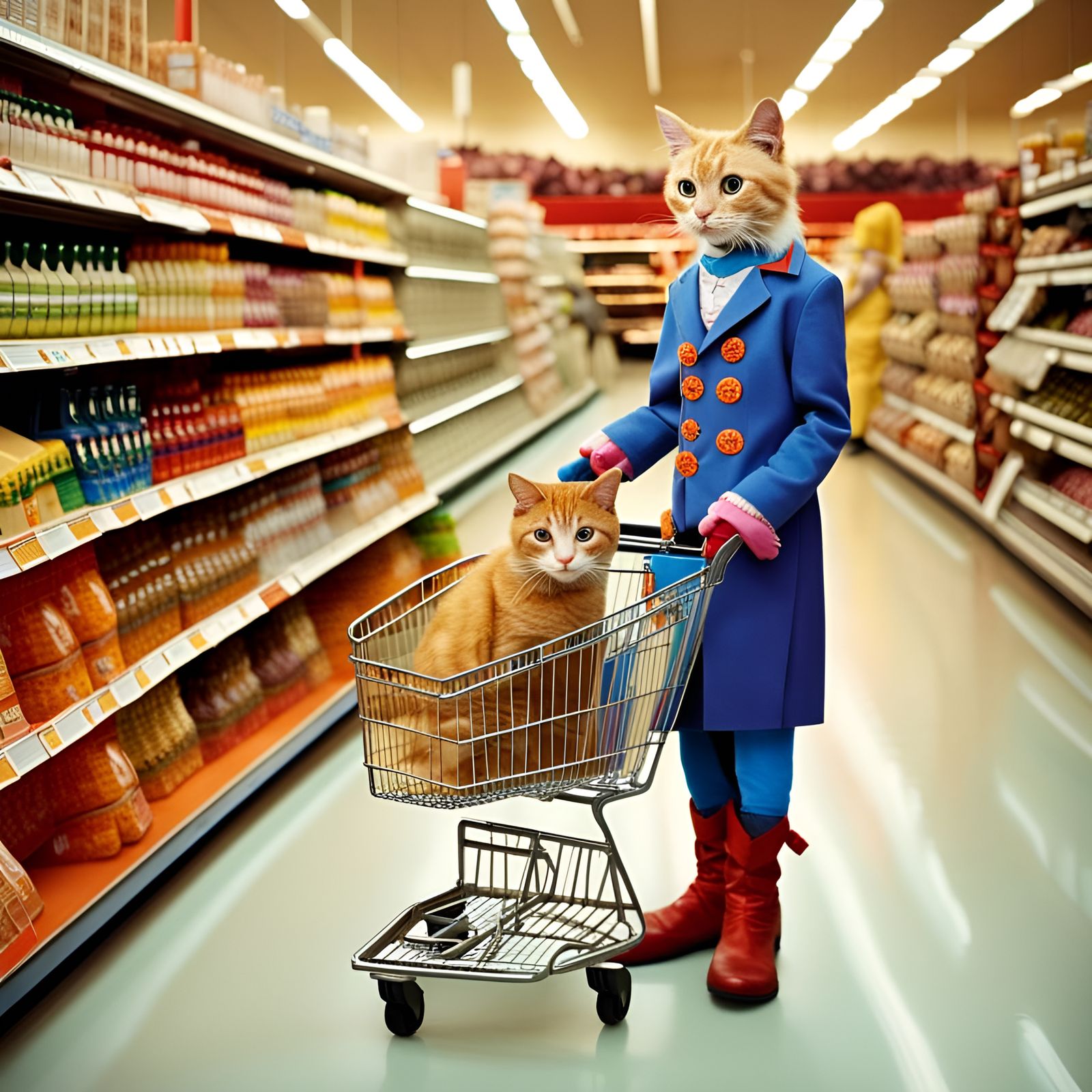 Cute cat in supermarket