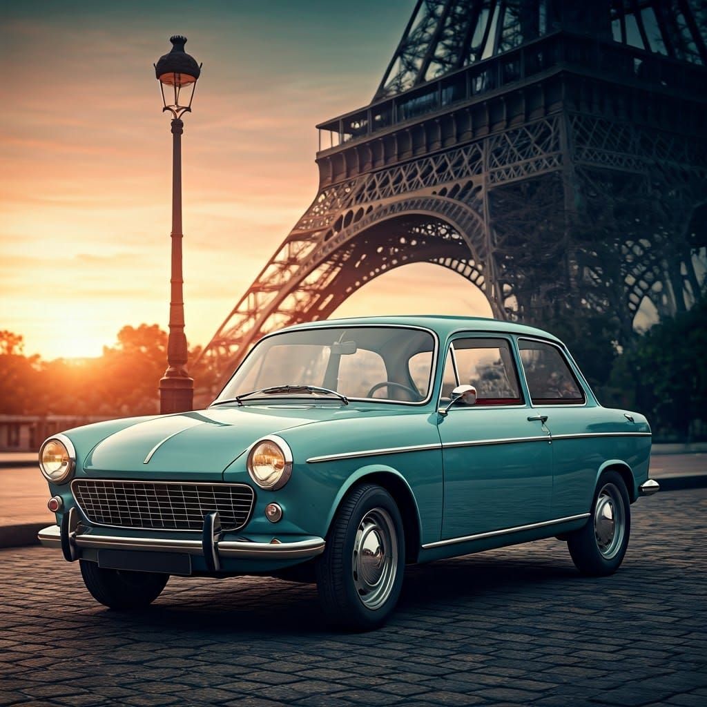 Vintage Peugeot in Dreamy Parisian Fantasy