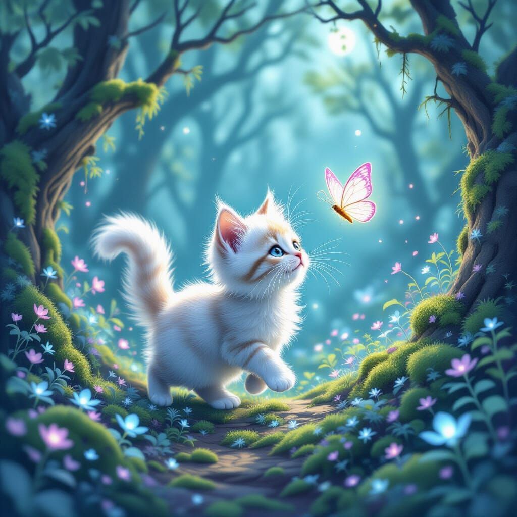 Moonlight Kitten's Enchanted Forest Adventure