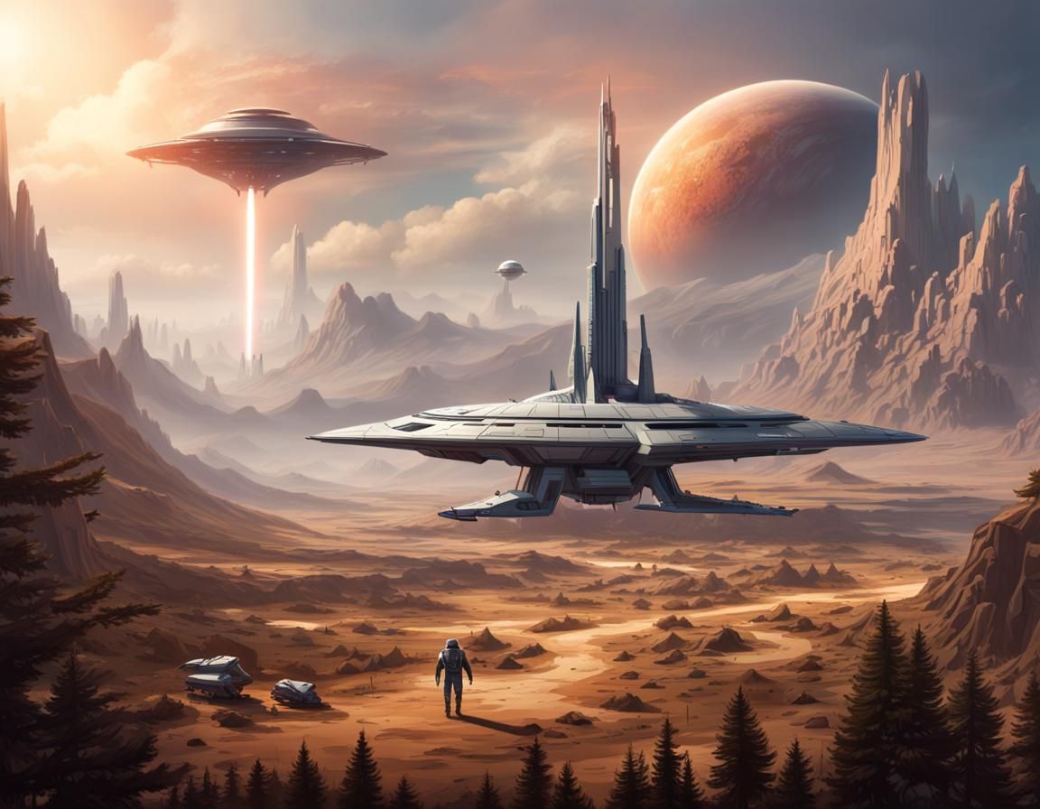 Terrestrian Starship Lands Near Human Settlement