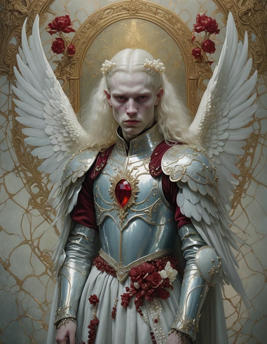 Ethereal Ghost Holding Ruby Heart, Oil on Canvas