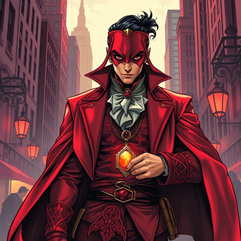 Charismatic Thief Stands Confidently in Cityscape