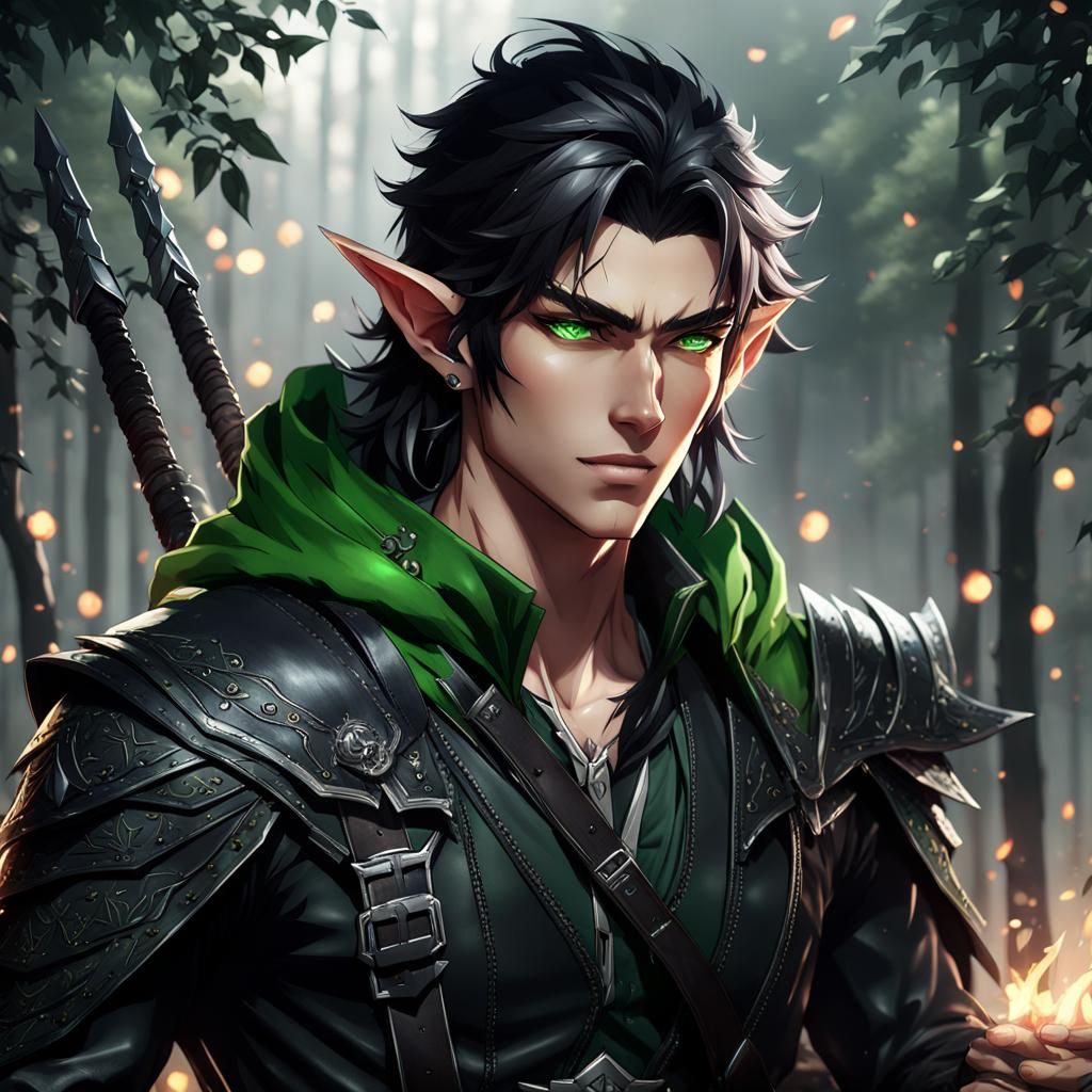 Handsome Elf Hunter in 3D Anime Style
