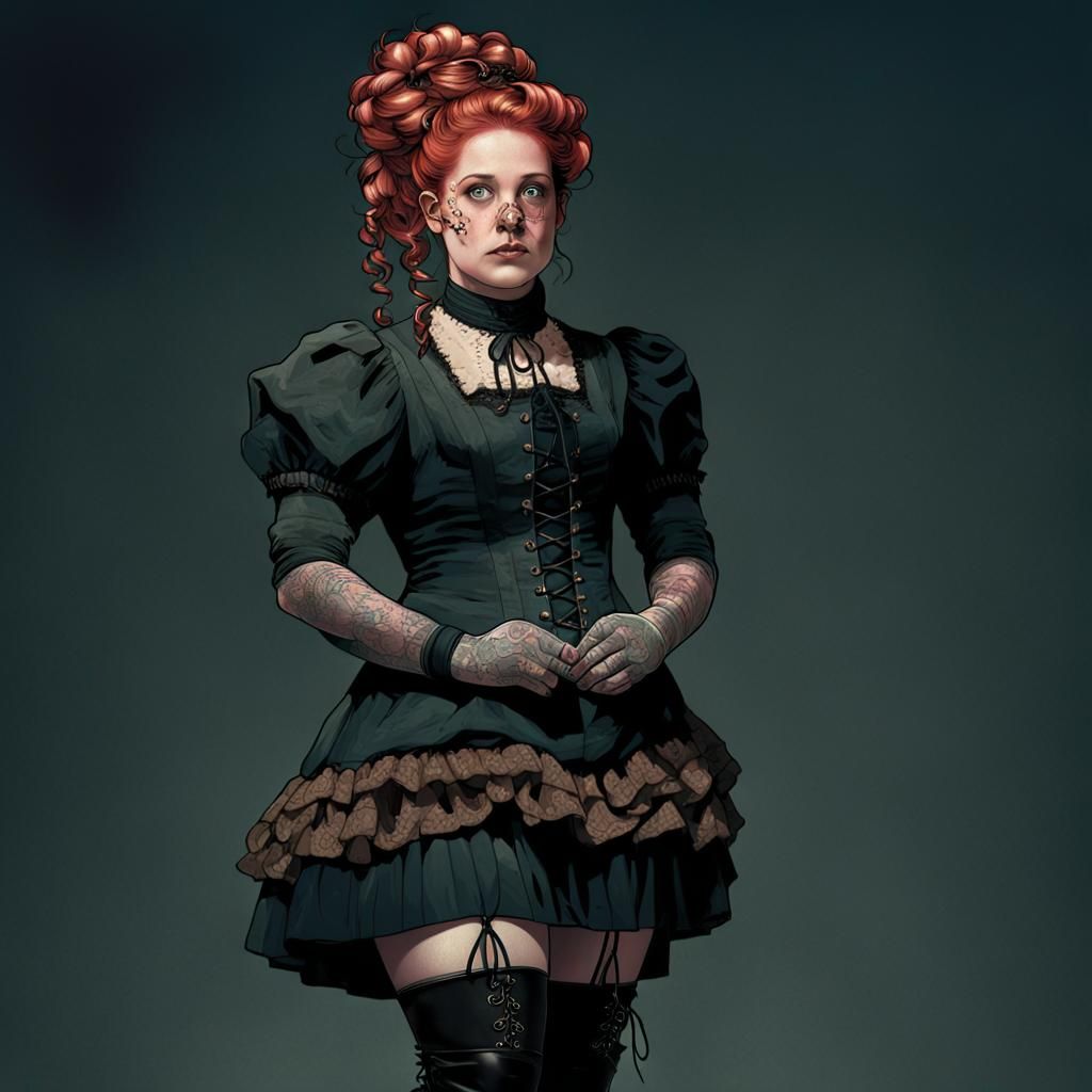 Steampunk Redhead Portrait in Hyperdetailed Digital Art