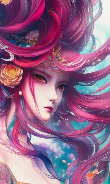 Woman Opening Chakras in Anime Style