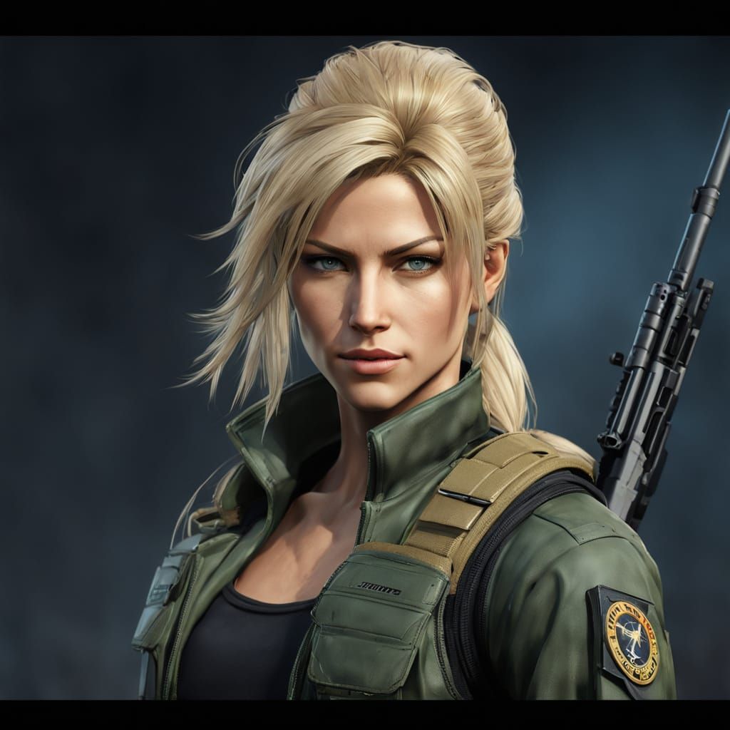 Sultry Sniper Wolf in Ultrarealistic Cyberpunk Style