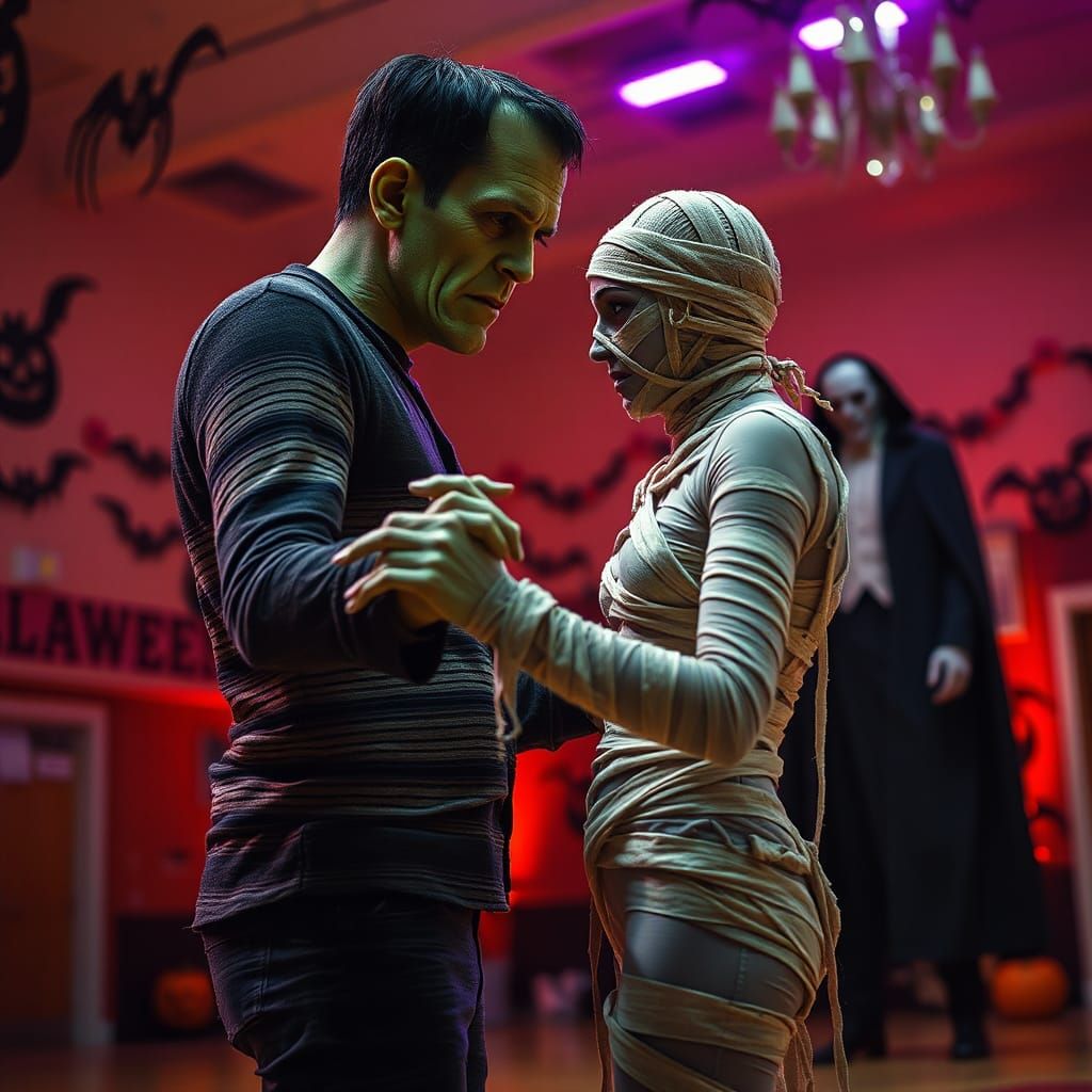 Frankenstein and Mummy's Awkward Halloween Dance