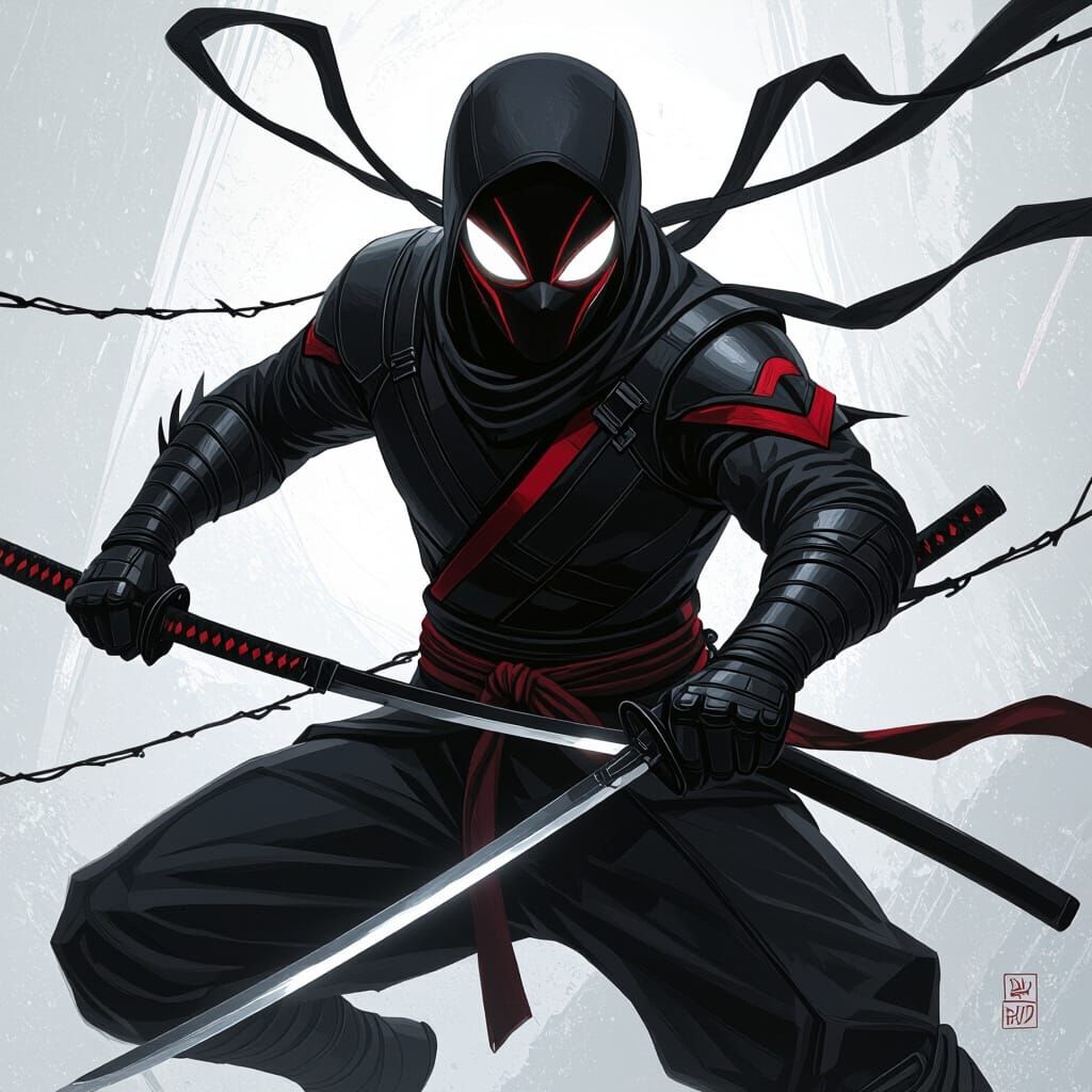 Ninja Spider with Shadow-Katana in Cyberpunk Style
