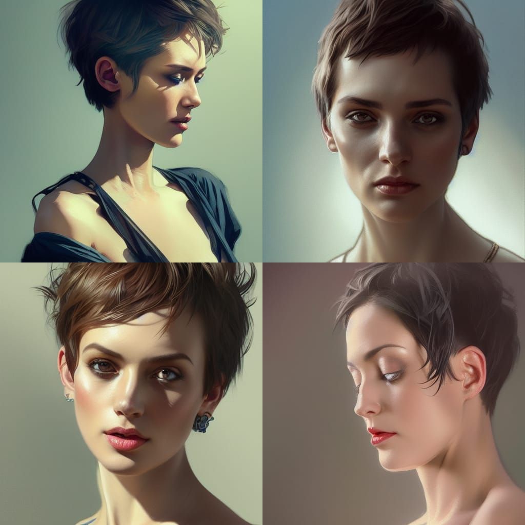 Woman Portrait in Hyperdetailed Art Nouveau Style