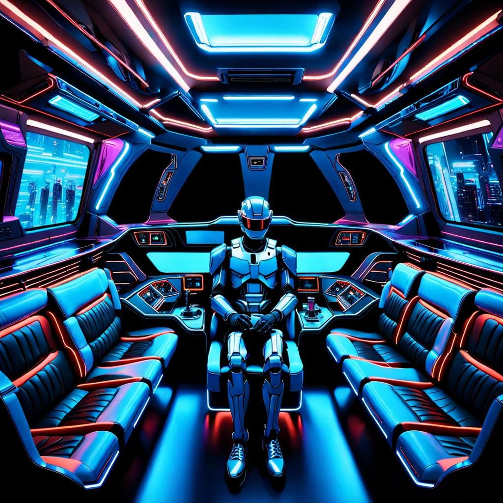 RoboCop in Cyberpunk Limousine Interior