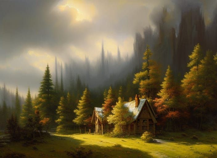 Cottage at the edge of the woods