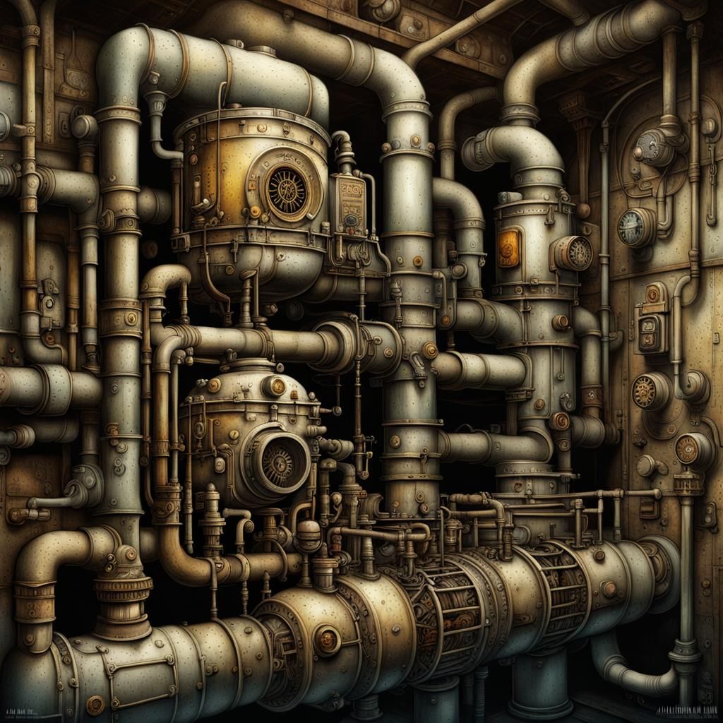 Surreal Steampunk Sewer Station by Burdisio, Aether Punk