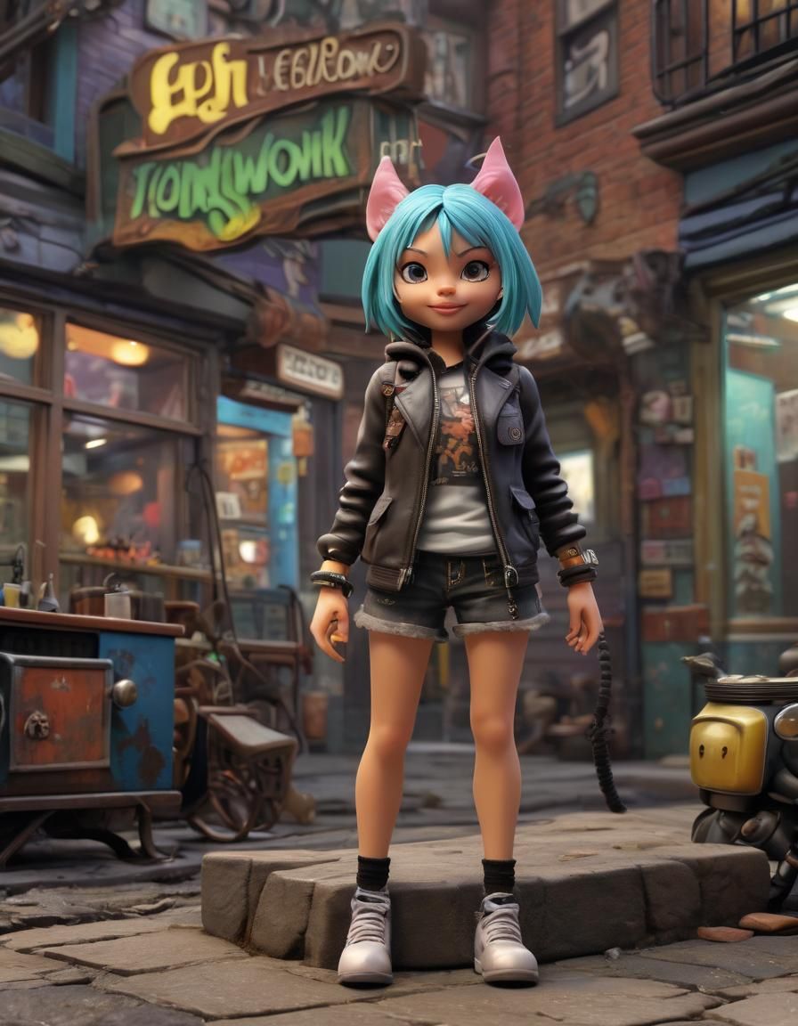 Cutepunk Ryot Grrrl Action Figure with Glitcheroo Sidekick