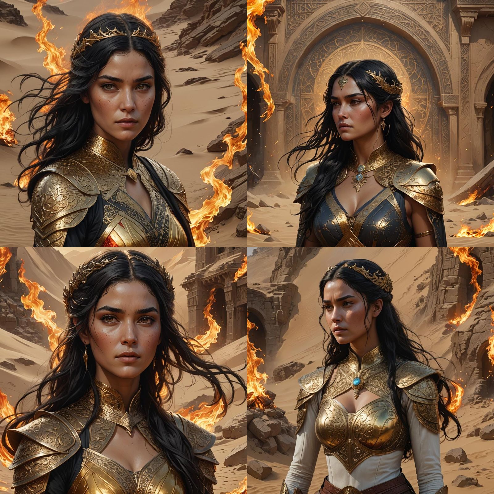 House Martell Woman in Fire and Sand, Detailed Portrait
