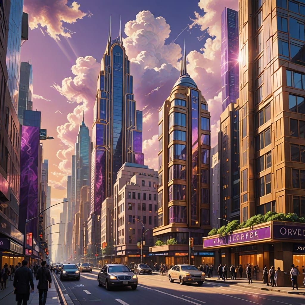 Futuristic Metropolis in Expressionistic Style