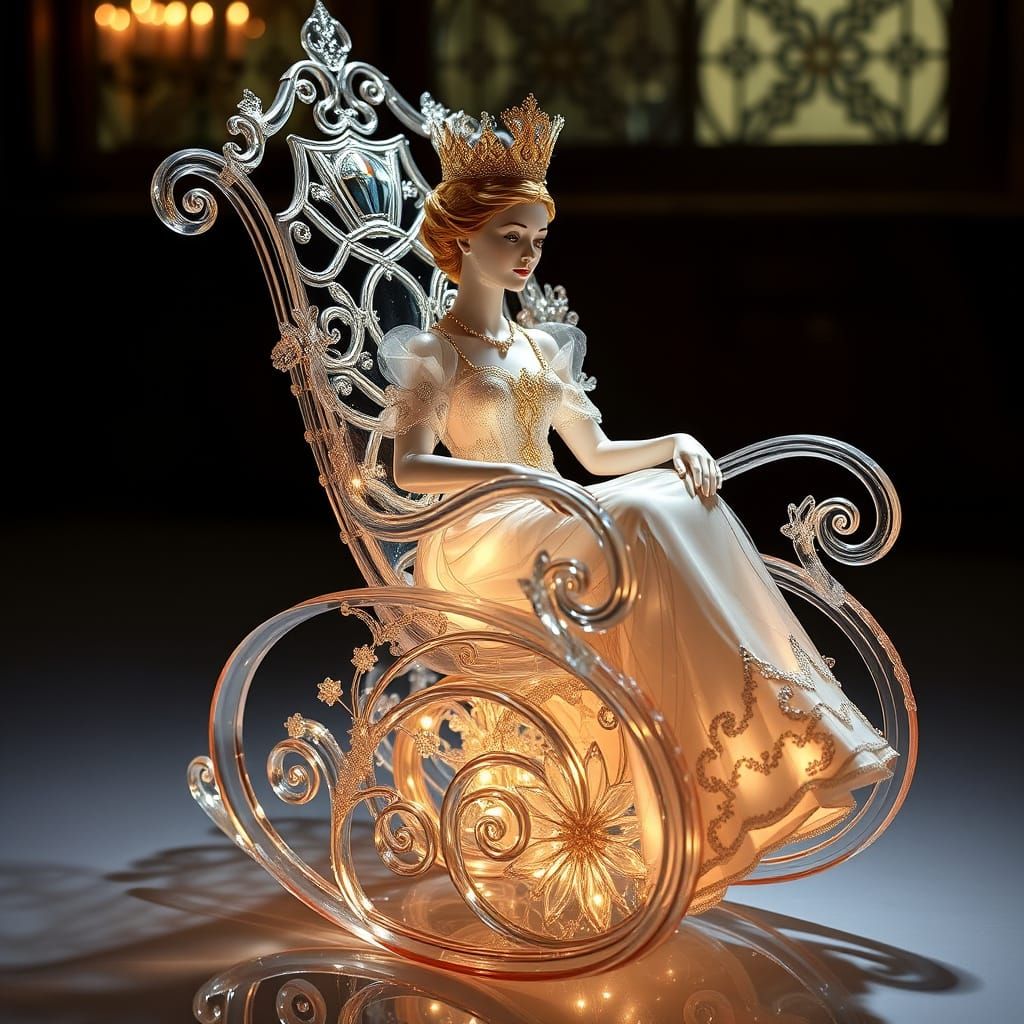 Ornate Queen in Sparkling Crystal Glass Rocking Chair