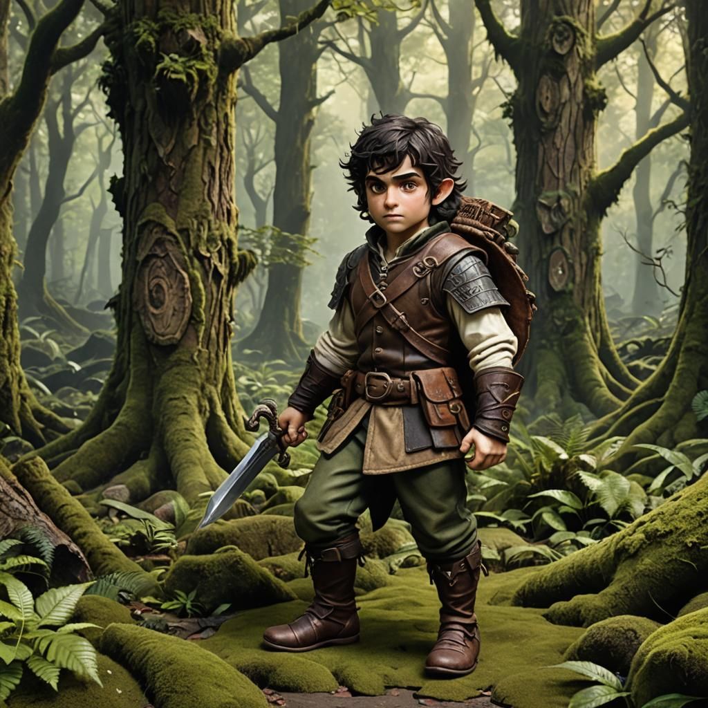 Halfling Warrior Ready for Battle in Dark Fantasy Style