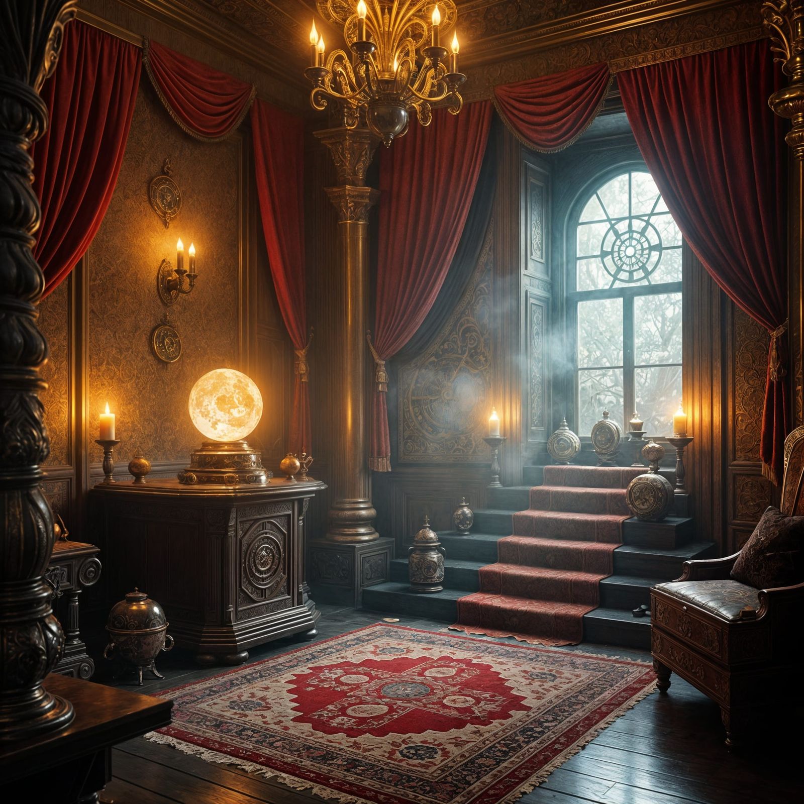 Victorian Steampunk Fortune Teller Parlor Interior