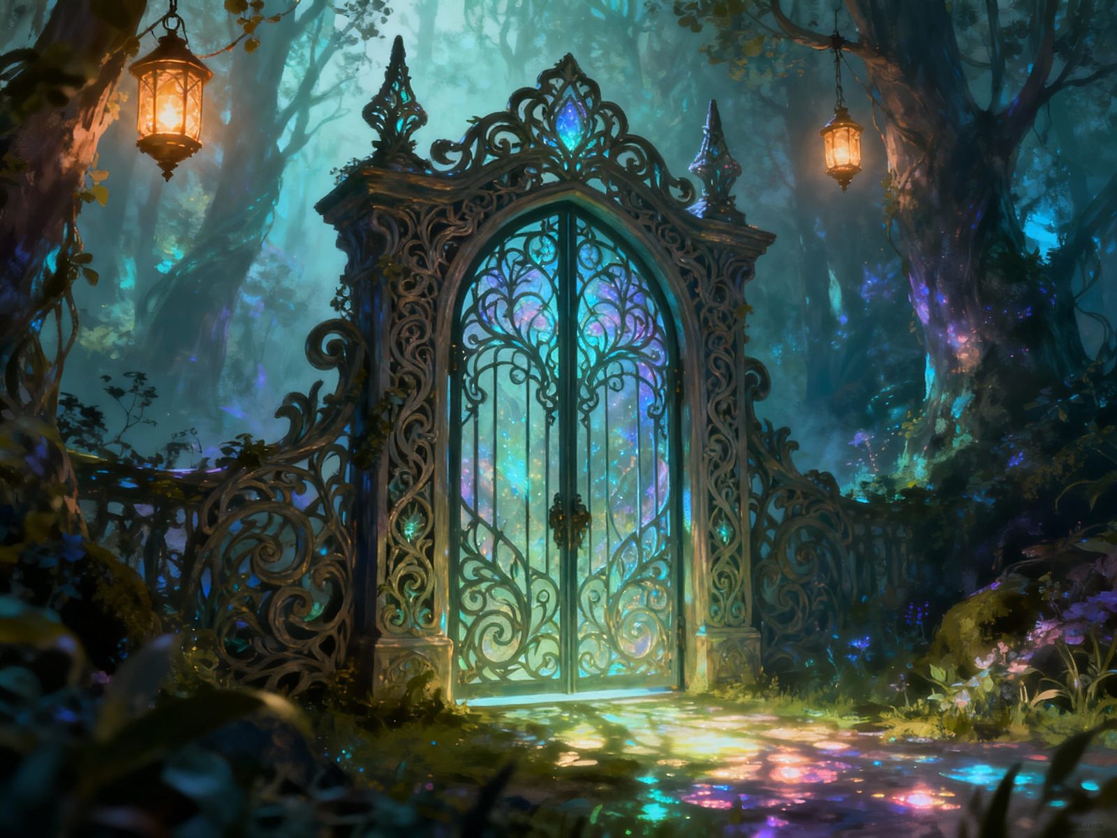Magical Fairy Gate in Ethereal Woodland Digital Painting