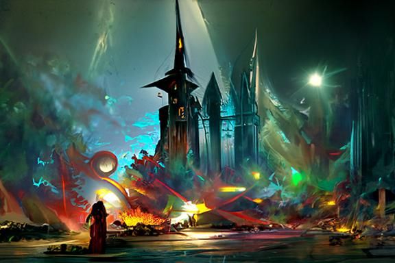 Witches and Wizards Casting Spells: Scifi Pulp Art