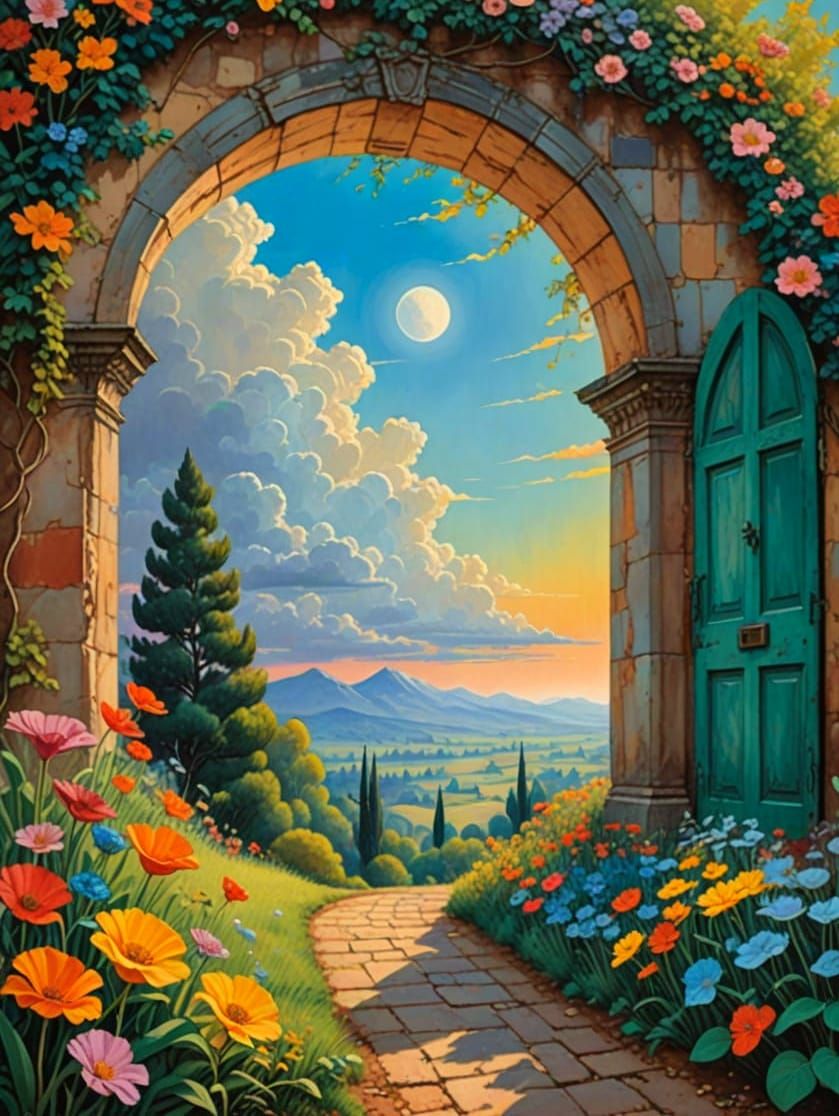 Mysterious Dream Garden Portal in Vibrant Colors
