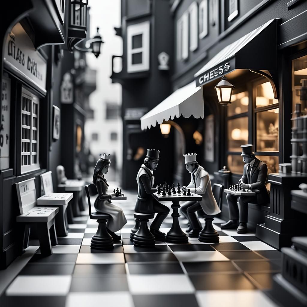 A  tiny city, A minimalist micro-world scene focusing on min...