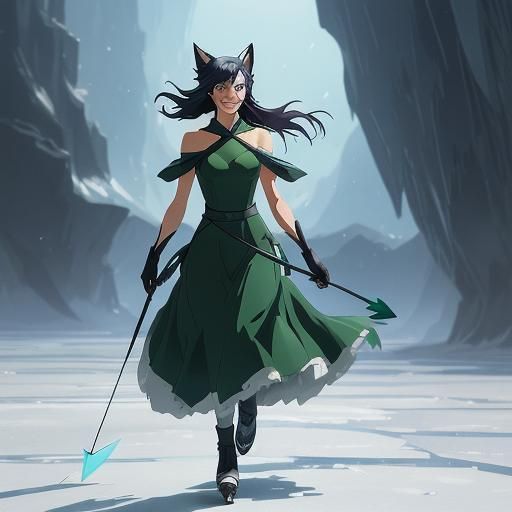 Anime Girl and Fox on Iceberg, Ghibli Style