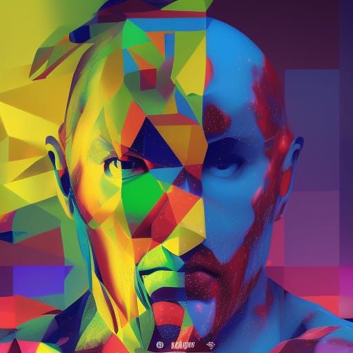 Dynamic Portrait in Geometric Bauhaus Style