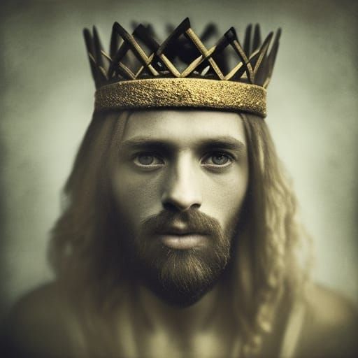 Portrait of Ancient King with Golden Crown