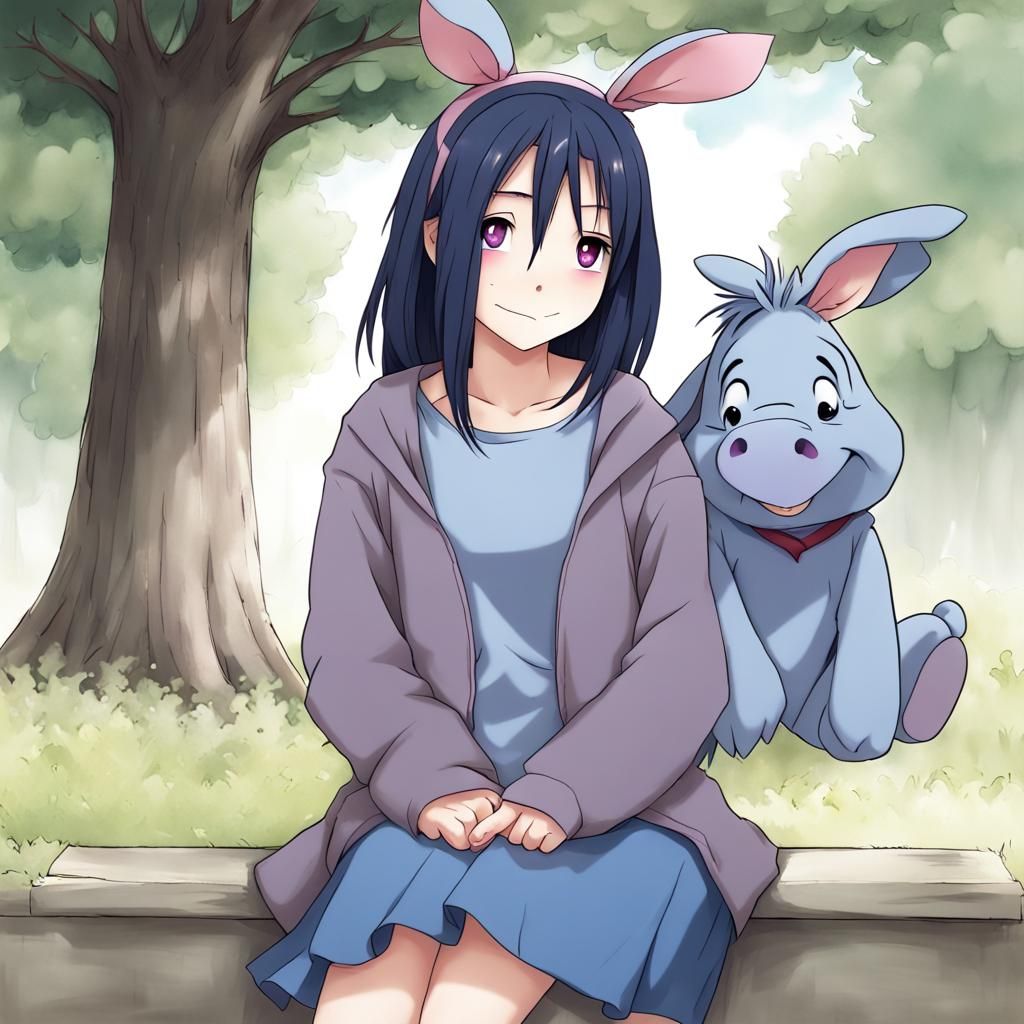 Eeyore as Beautiful Anime-Style Human Girl