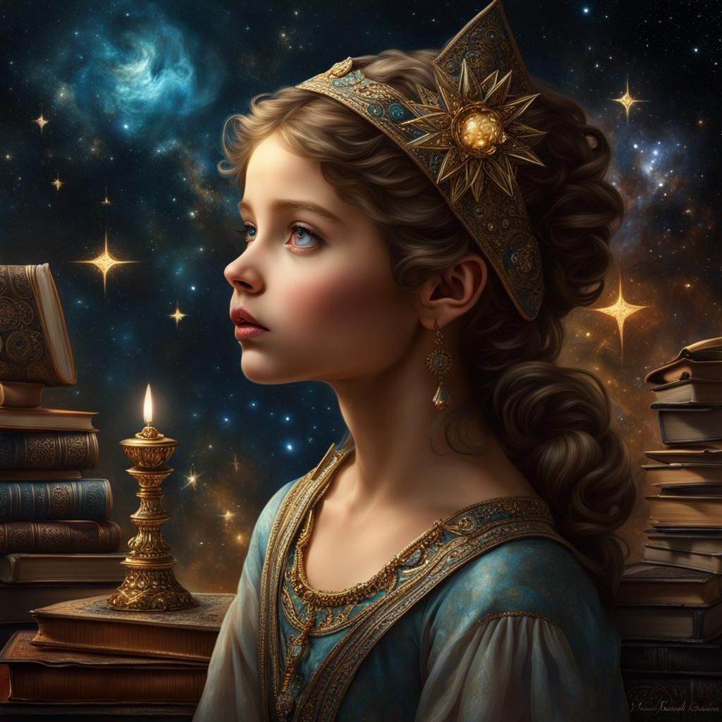 Girl with a Curious Expression in Matte Painting