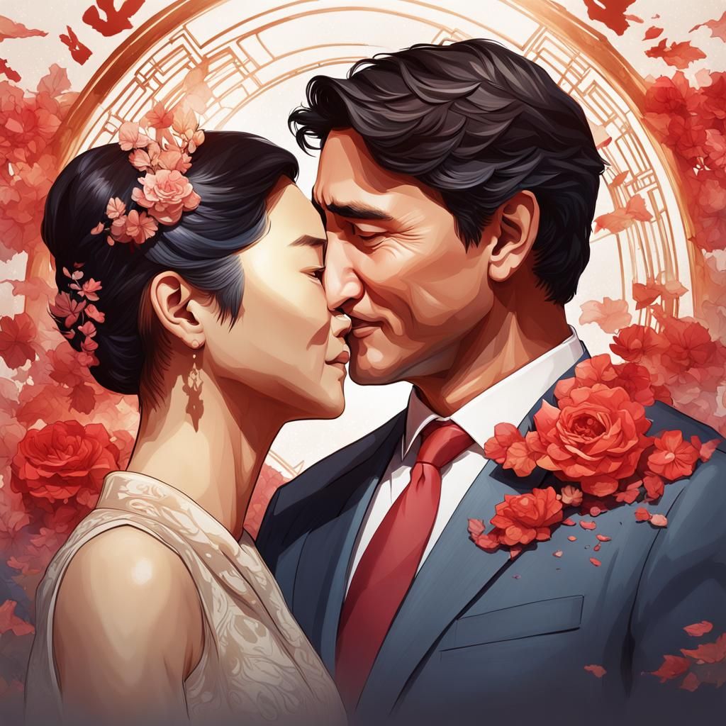 Justin Trudeau and Xi Jinping Kiss, Detailed Portrait