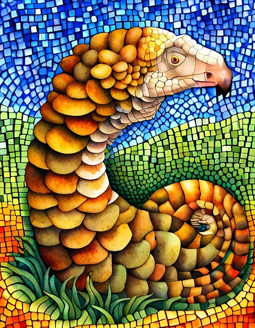 Happy Pangolin Cubist Watercolor by Picasso and Yerka