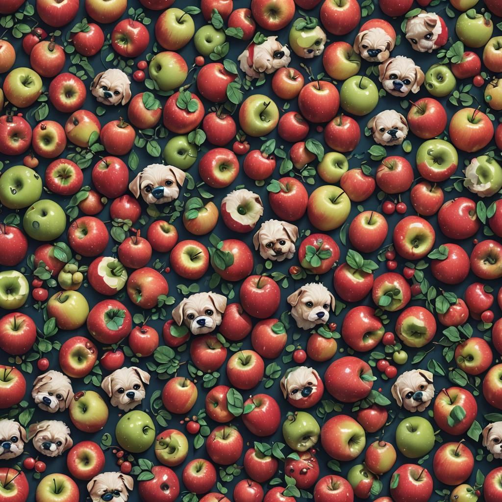 Cute Apple with Puppy Eyes: Detailed Matte Painting