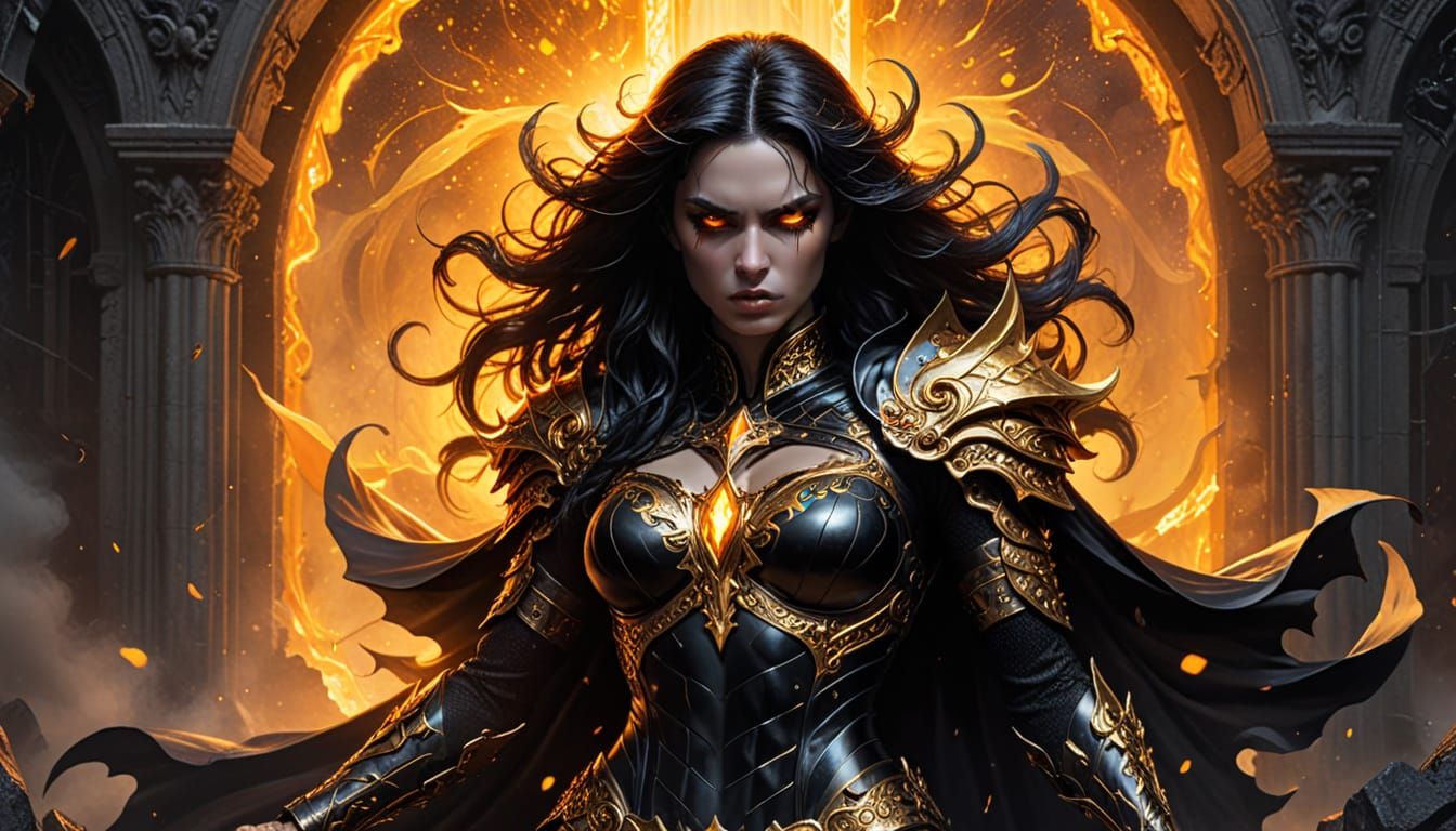 Fallen Angel Warrior in Comic Book Style