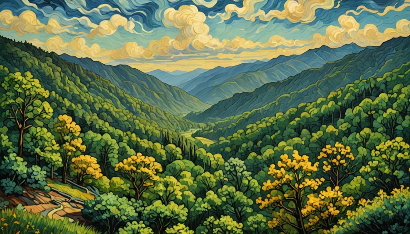 Smokey Mountains as Impasto Painting