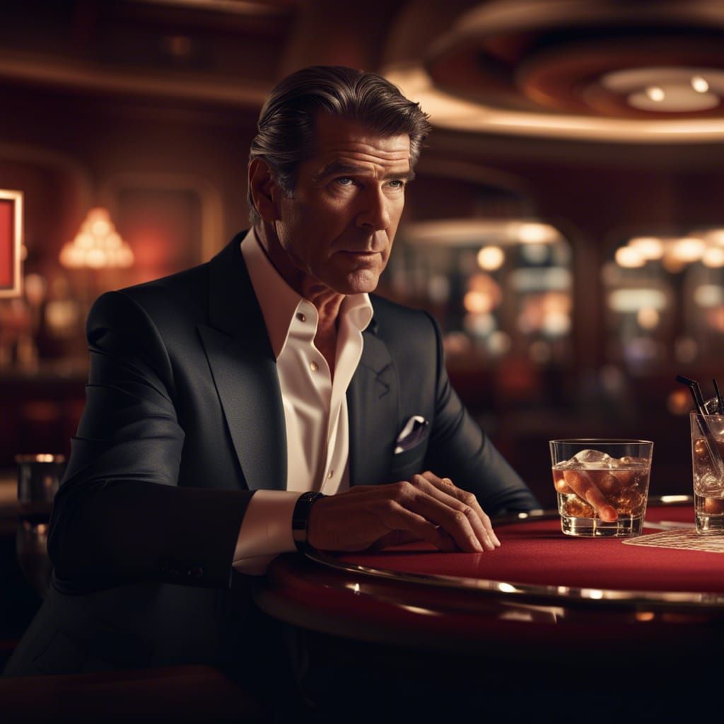 Pierce Brosnan as 007 in Monte Carlo Casino